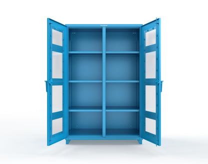 Extra Heavy Duty 14 GA Double Shift Clear View Cabinet with 6 Shelves - 48 In. W x 24 In. D x 75 In. H - 46-DS-LD-246-L-5012