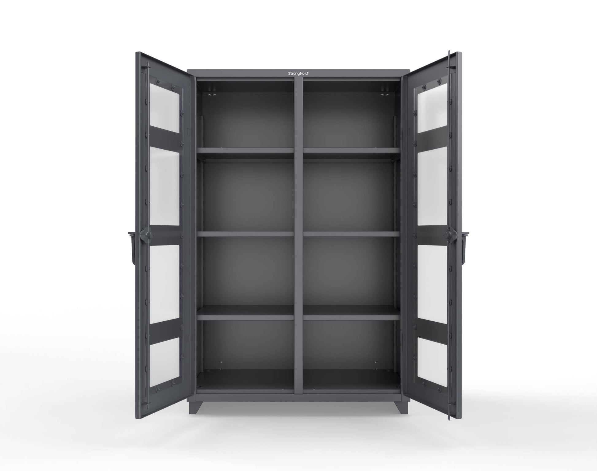 Extra Heavy Duty 14 GA Double Shift Clear View Cabinet with 6 Shelves - 48 In. W x 24 In. D x 75 In. H - 46-DS-LD-246-L-7024