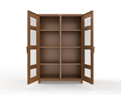 Extra Heavy Duty 14 GA Double Shift Clear View Cabinet with 6 Shelves - 48 In. W x 24 In. D x 75 In. H - 46-DS-LD-246-L-8008