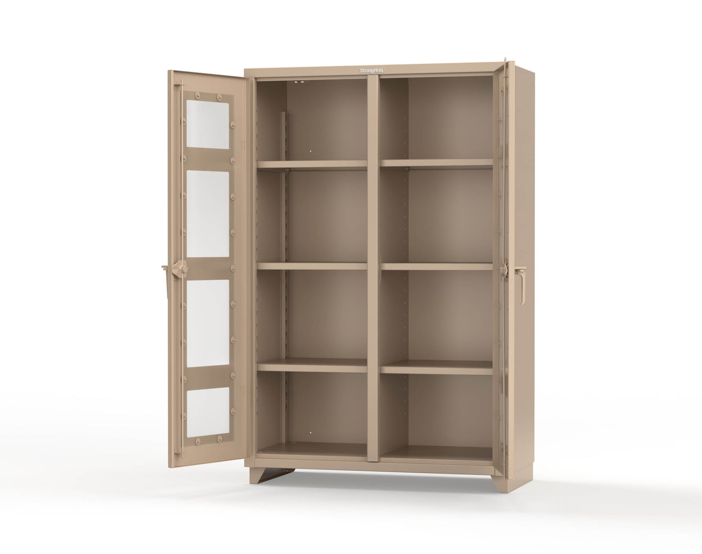Extra Heavy Duty 14 GA Double Shift Clear View Cabinet with 6 Shelves - 48 In. W x 24 In. D x 75 In. H - 46-DS-LD-246-L-1019