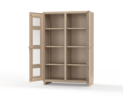Extra Heavy Duty 14 GA Double Shift Clear View Cabinet with 6 Shelves - 48 In. W x 24 In. D x 75 In. H - 46-DS-LD-246-L-1019