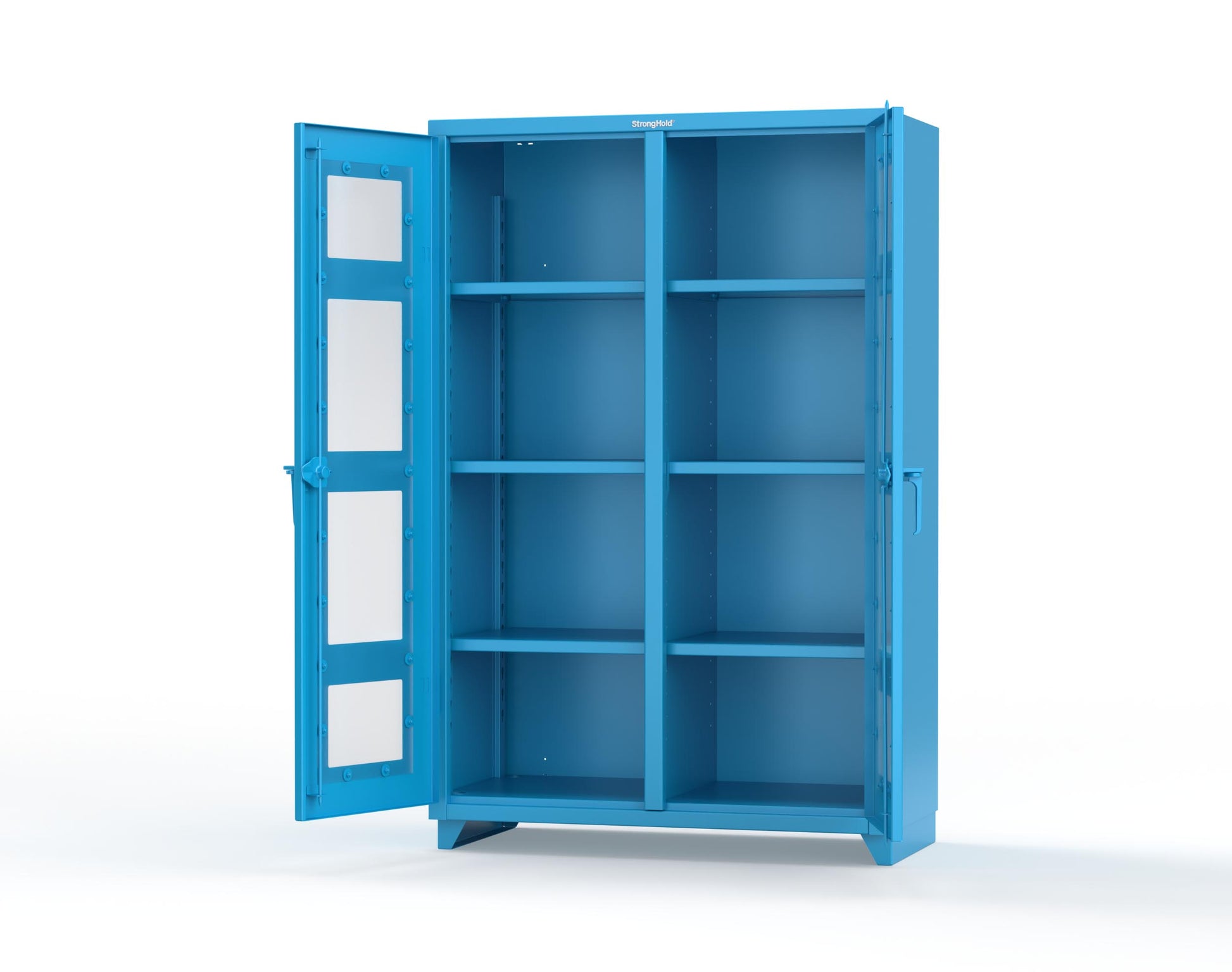 Extra Heavy Duty 14 GA Double Shift Clear View Cabinet with 6 Shelves - 48 In. W x 24 In. D x 75 In. H - 46-DS-LD-246-L-5012