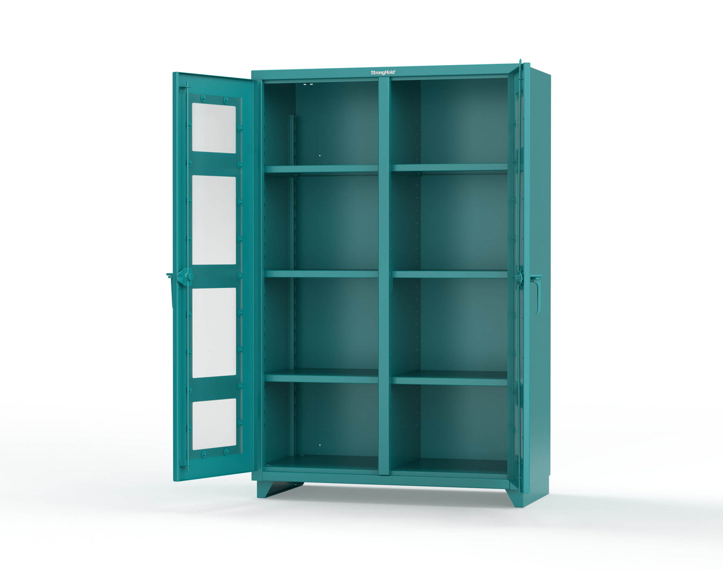 Extra Heavy Duty 14 GA Double Shift Clear View Cabinet with 6 Shelves - 48 In. W x 24 In. D x 75 In. H - 46-DS-LD-246-L-5021