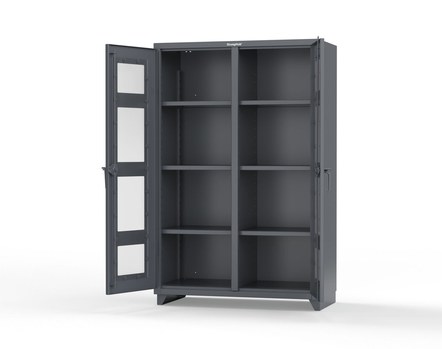 Extra Heavy Duty 14 GA Double Shift Clear View Cabinet with 6 Shelves - 48 In. W x 24 In. D x 75 In. H - 46-DS-LD-246-L-7024