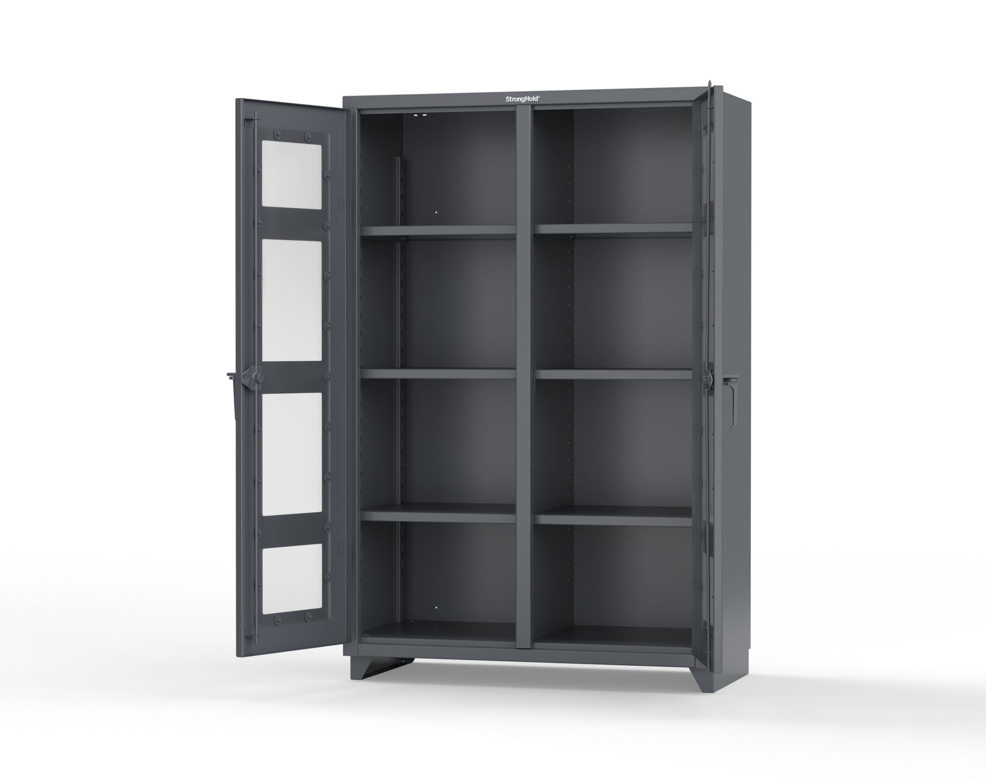 Extra Heavy Duty 14 GA Double Shift Clear View Cabinet with 6 Shelves - 48 In. W x 24 In. D x 75 In. H - 46-DS-LD-246-L-7024