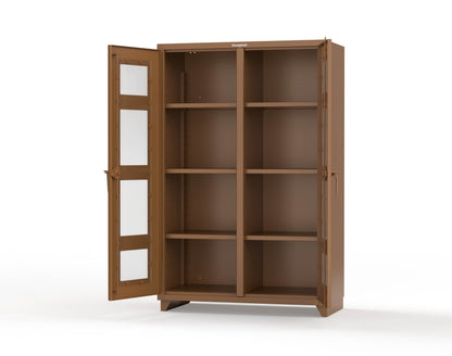 Extra Heavy Duty 14 GA Double Shift Clear View Cabinet with 6 Shelves - 48 In. W x 24 In. D x 75 In. H - 46-DS-LD-246-L-8008