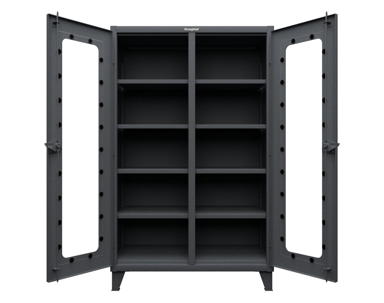 Extreme Duty 12 GA Clear View Double Shift Cabinet with 8 Shelves - 48 In. W x 24 In. D x 78 In. H