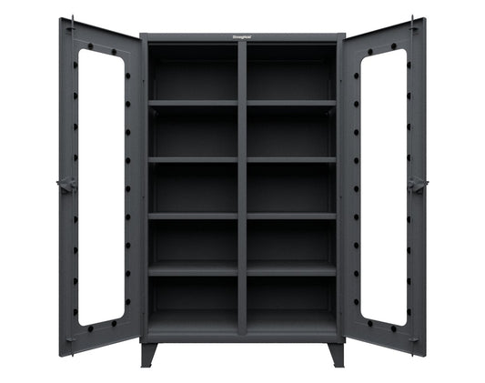 Extreme Duty 12 GA Clear View Double Shift Cabinet with 8 Shelves - 48 In. W x 24 In. D x 78 In. H