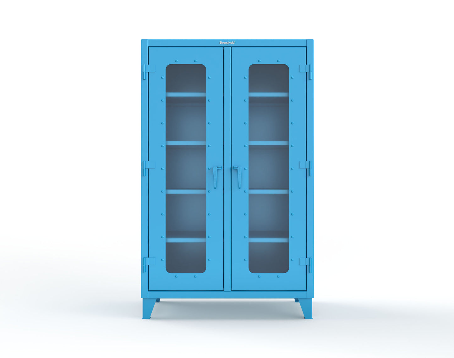 Extreme Duty 12 GA Clear View Double Shift Cabinet with 8 Shelves - 48 In. W x 24 In. D x 78 In. H - 46-DS-LD-248-5012