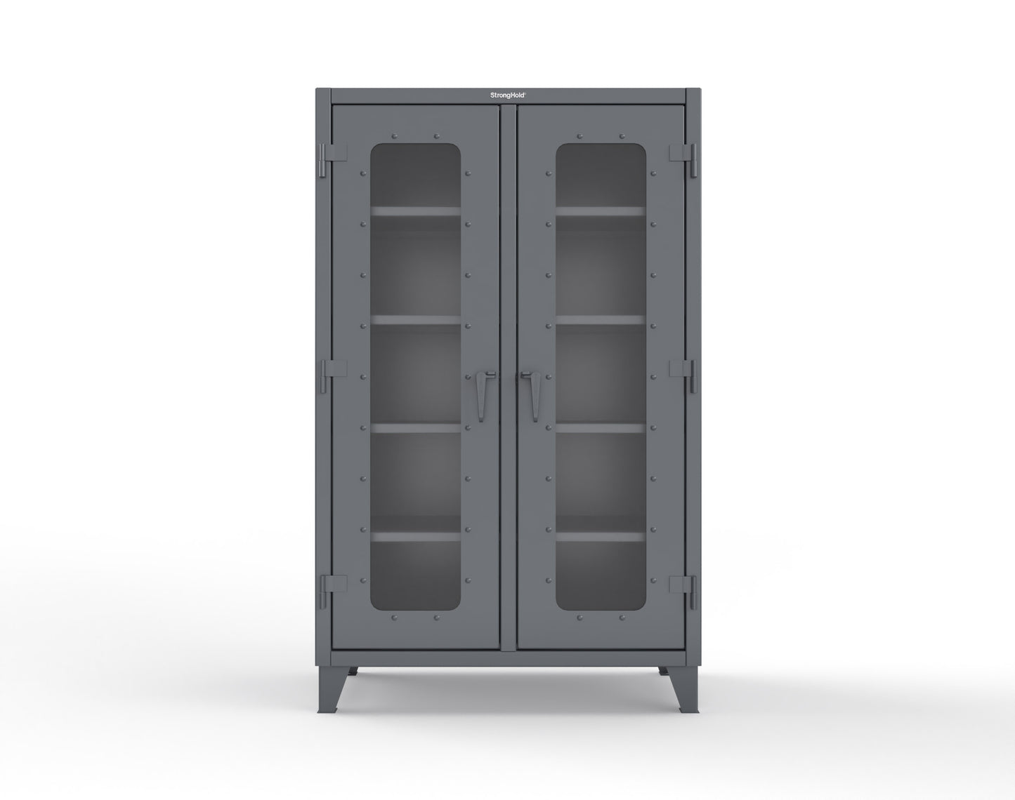 Extreme Duty 12 GA Clear View Double Shift Cabinet with 8 Shelves - 48 In. W x 24 In. D x 78 In. H - 46-DS-LD-248-7024