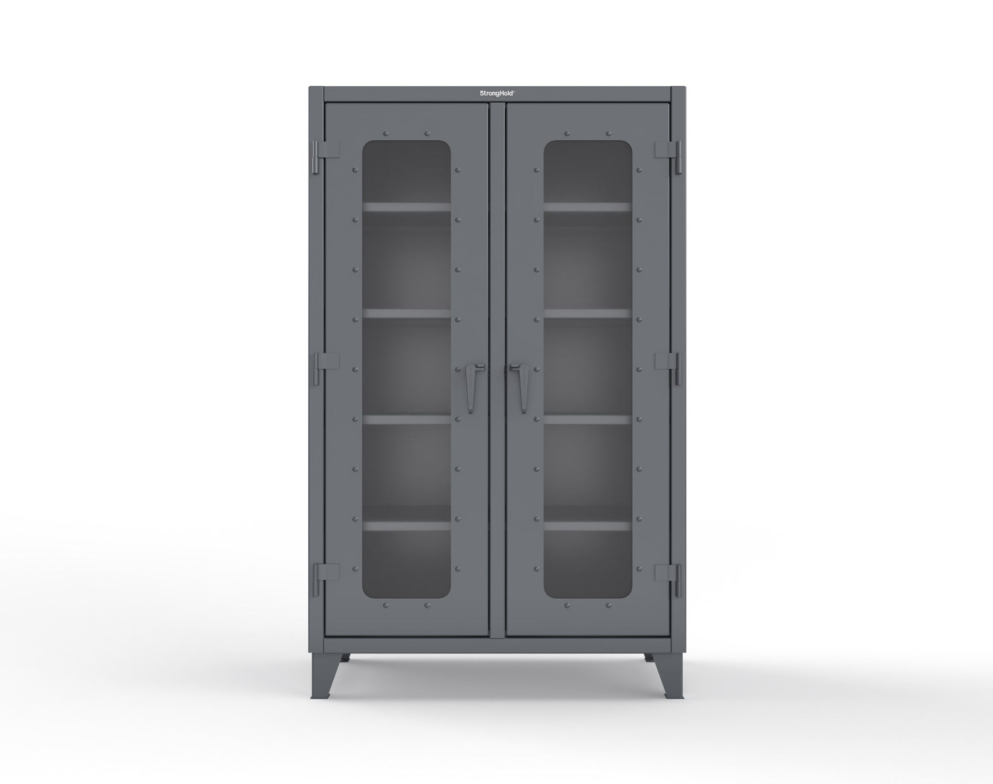 Extreme Duty 12 GA Clear View Double Shift Cabinet with 8 Shelves - 48 In. W x 24 In. D x 78 In. H - 46-DS-LD-248-7024