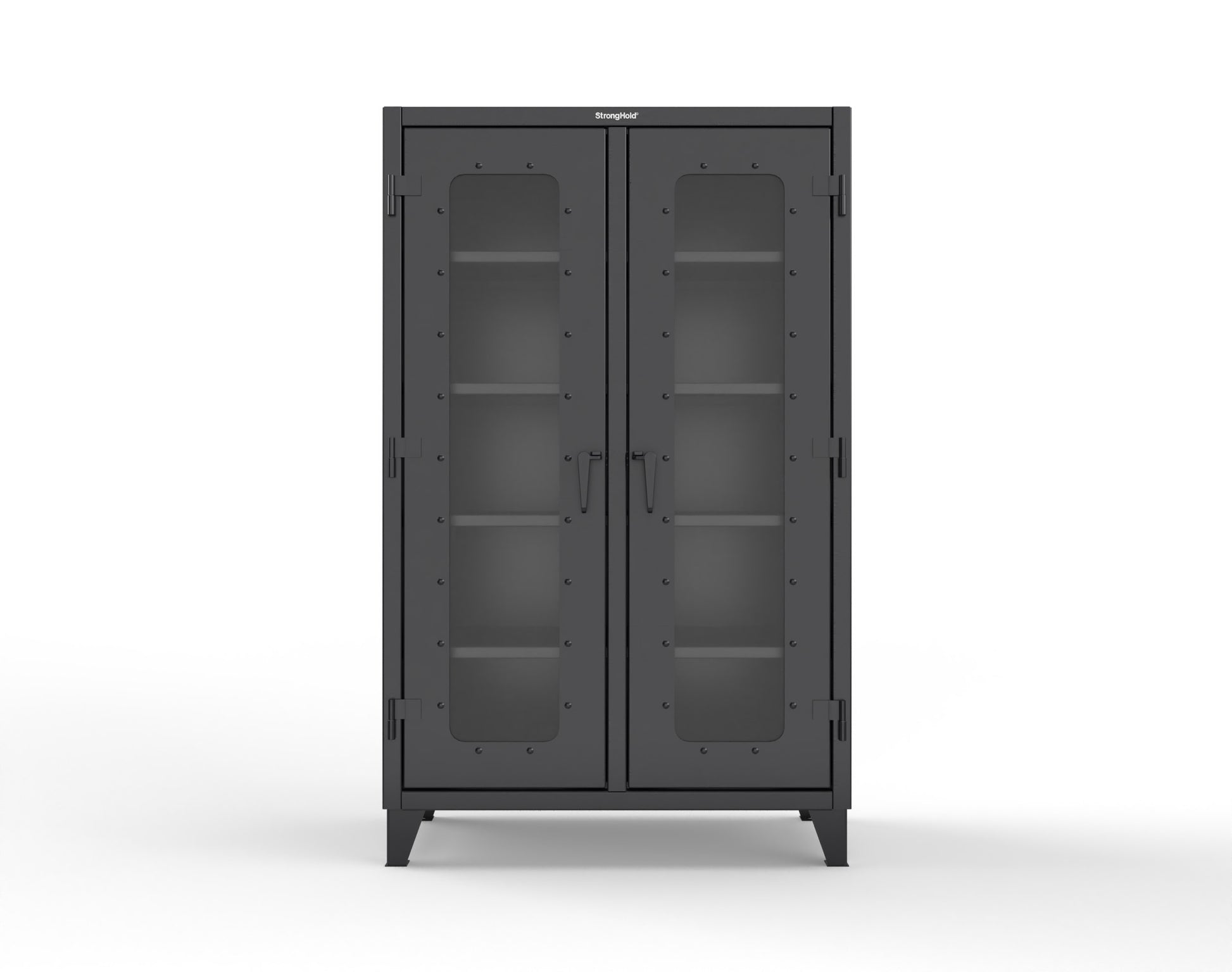Extreme Duty 12 GA Clear View Double Shift Cabinet with 8 Shelves - 48 In. W x 24 In. D x 78 In. H - 46-DS-LD-248-9005