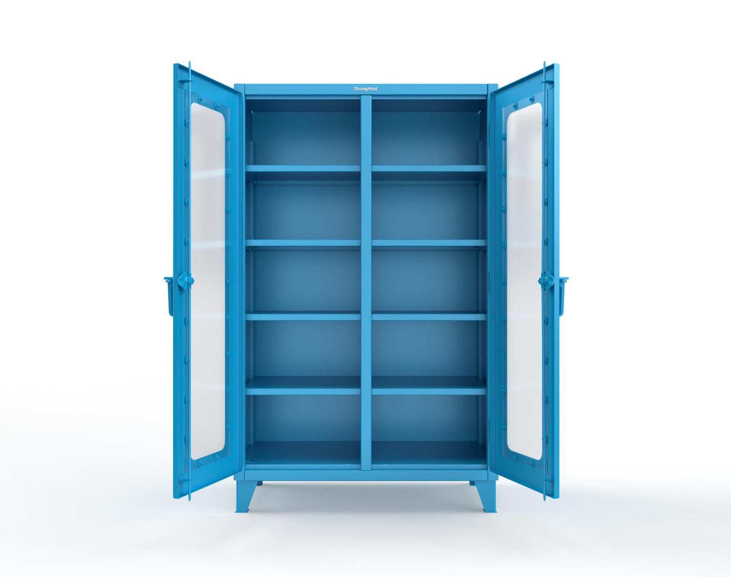Extreme Duty 12 GA Clear View Double Shift Cabinet with 8 Shelves - 48 In. W x 24 In. D x 78 In. H - 46-DS-LD-248-5012