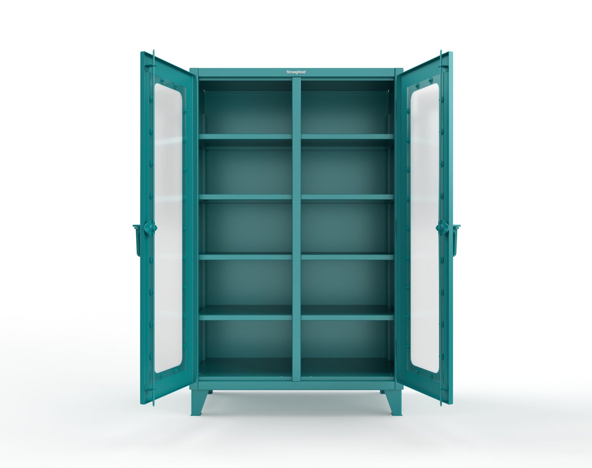 Extreme Duty 12 GA Clear View Double Shift Cabinet with 8 Shelves - 48 In. W x 24 In. D x 78 In. H - 46-DS-LD-248-5021