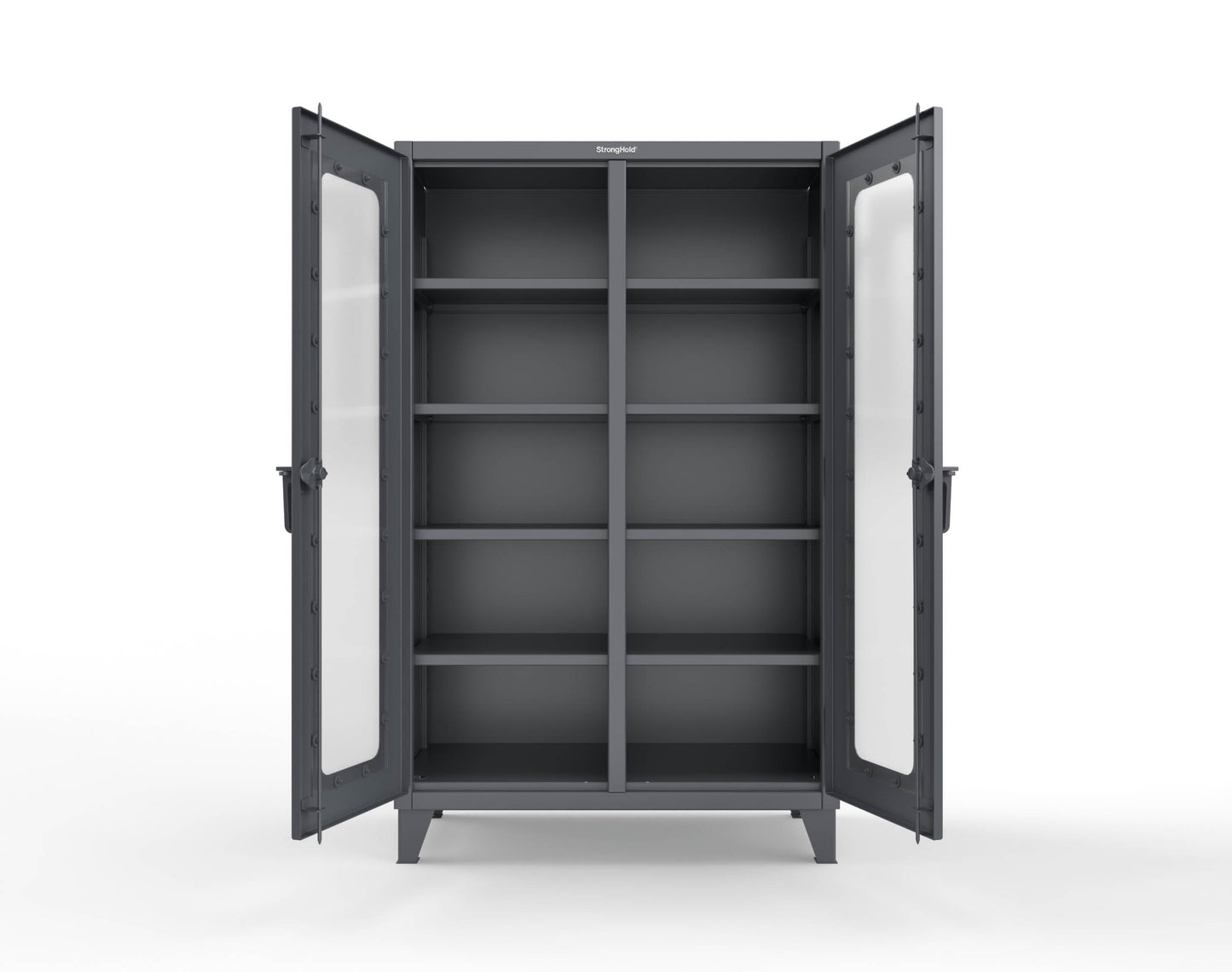 Extreme Duty 12 GA Clear View Double Shift Cabinet with 8 Shelves - 48 In. W x 24 In. D x 78 In. H - 46-DS-LD-248-7024