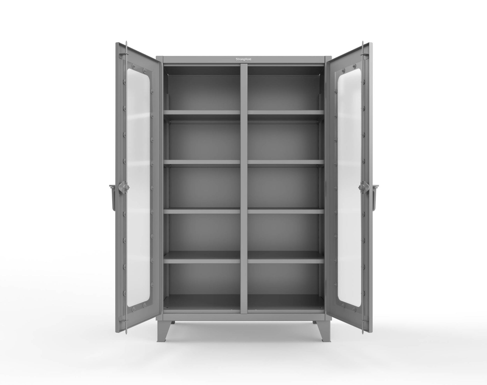 Extreme Duty 12 GA Clear View Double Shift Cabinet with 8 Shelves - 48 In. W x 24 In. D x 78 In. H - 46-DS-LD-248-7037