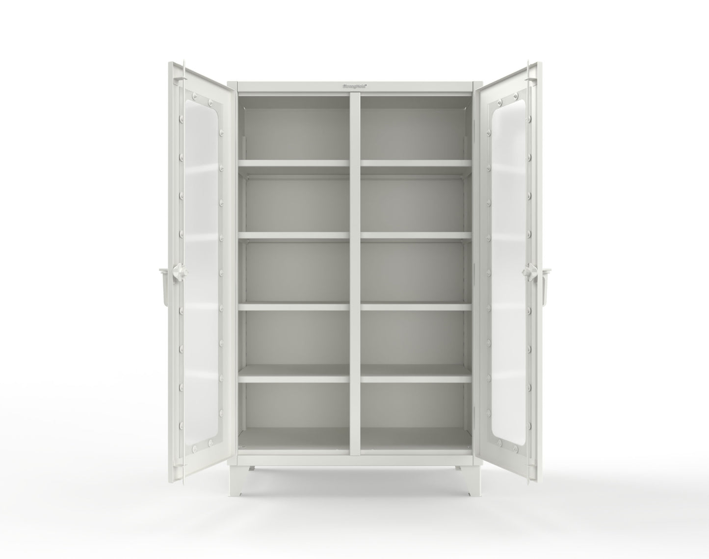 Extreme Duty 12 GA Clear View Double Shift Cabinet with 8 Shelves - 48 In. W x 24 In. D x 78 In. H - 46-DS-LD-248-9003