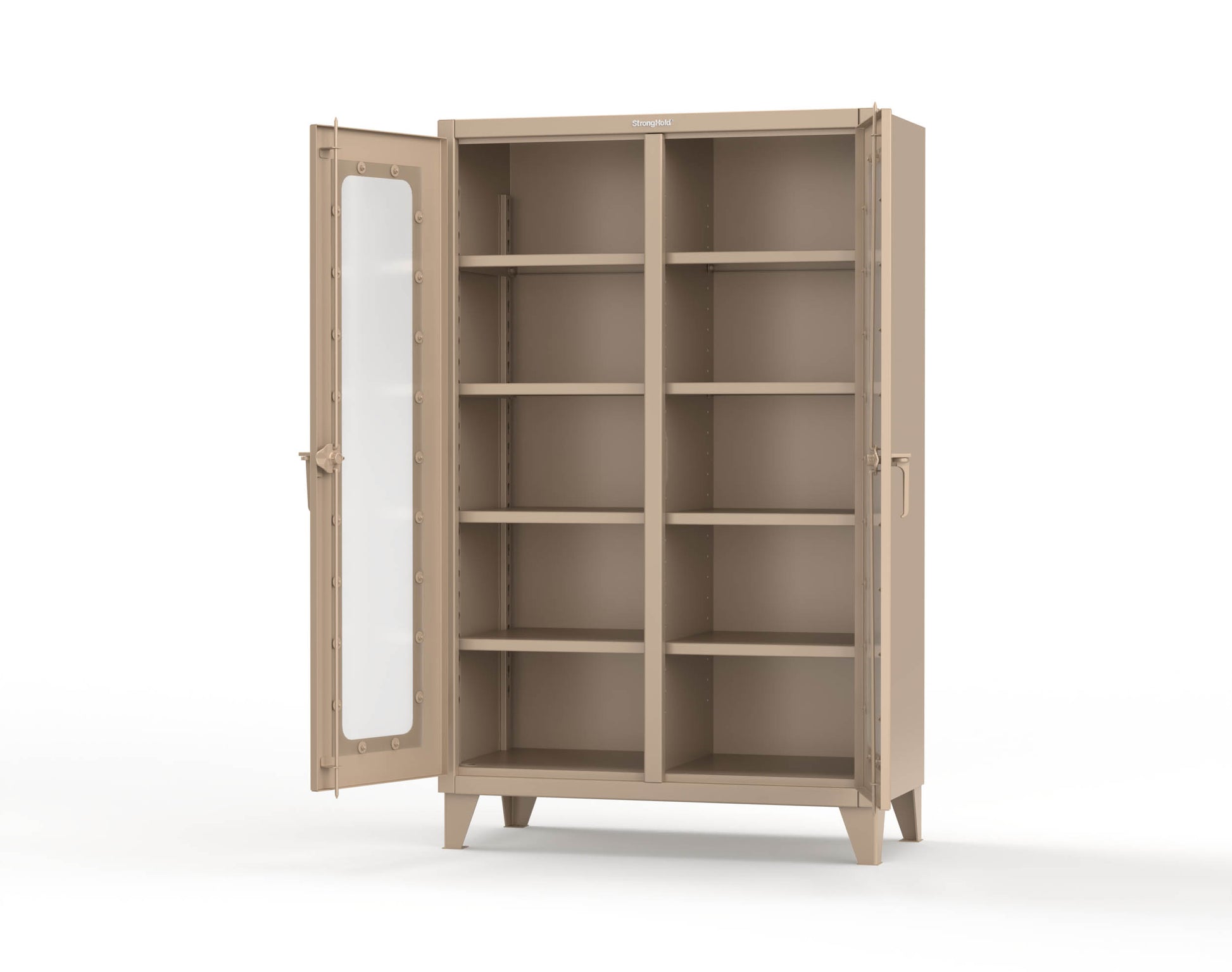Extreme Duty 12 GA Clear View Double Shift Cabinet with 8 Shelves - 48 In. W x 24 In. D x 78 In. H - 46-DS-LD-248-1019
