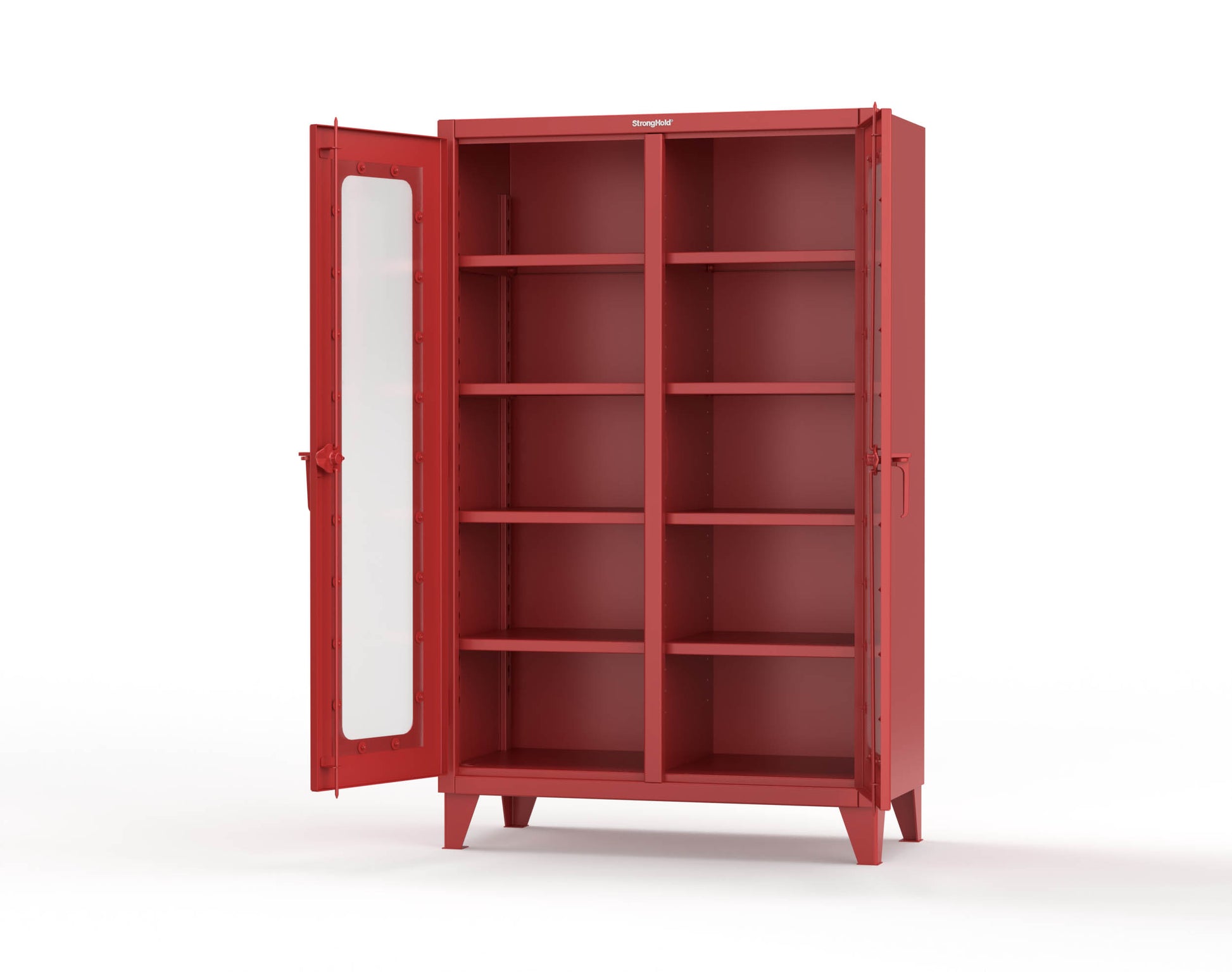 Extreme Duty 12 GA Clear View Double Shift Cabinet with 8 Shelves - 48 In. W x 24 In. D x 78 In. H - 46-DS-LD-248-3001