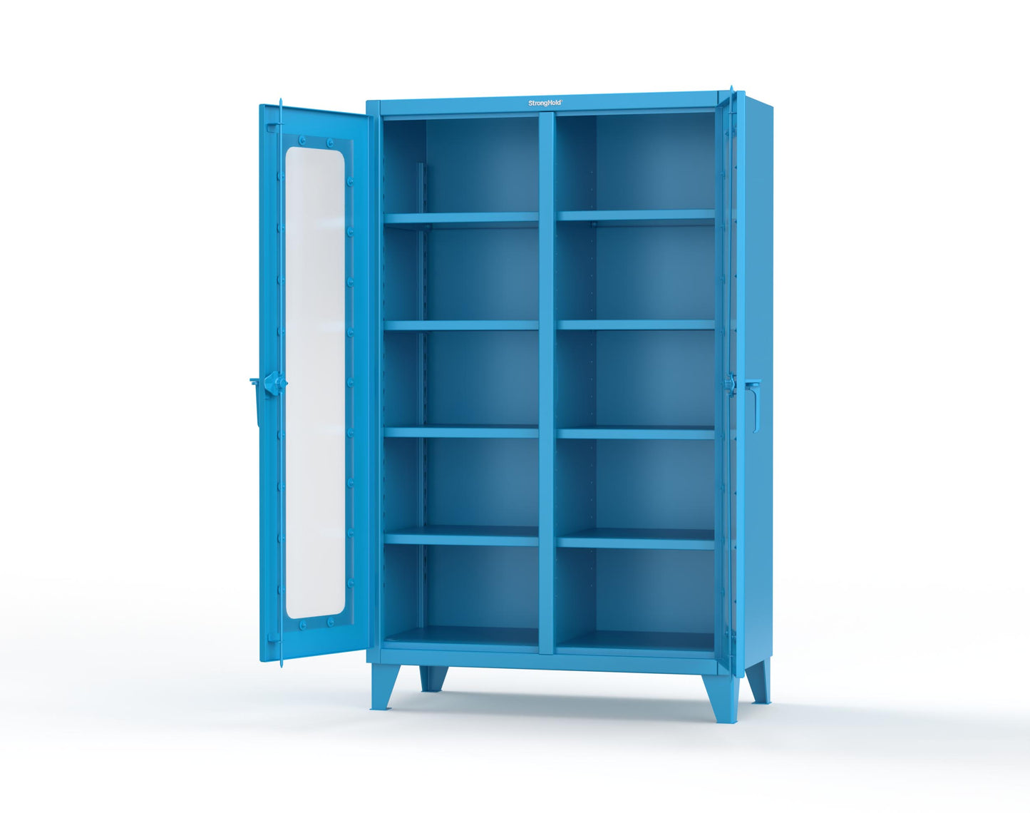 Extreme Duty 12 GA Clear View Double Shift Cabinet with 8 Shelves - 48 In. W x 24 In. D x 78 In. H - 46-DS-LD-248-5012