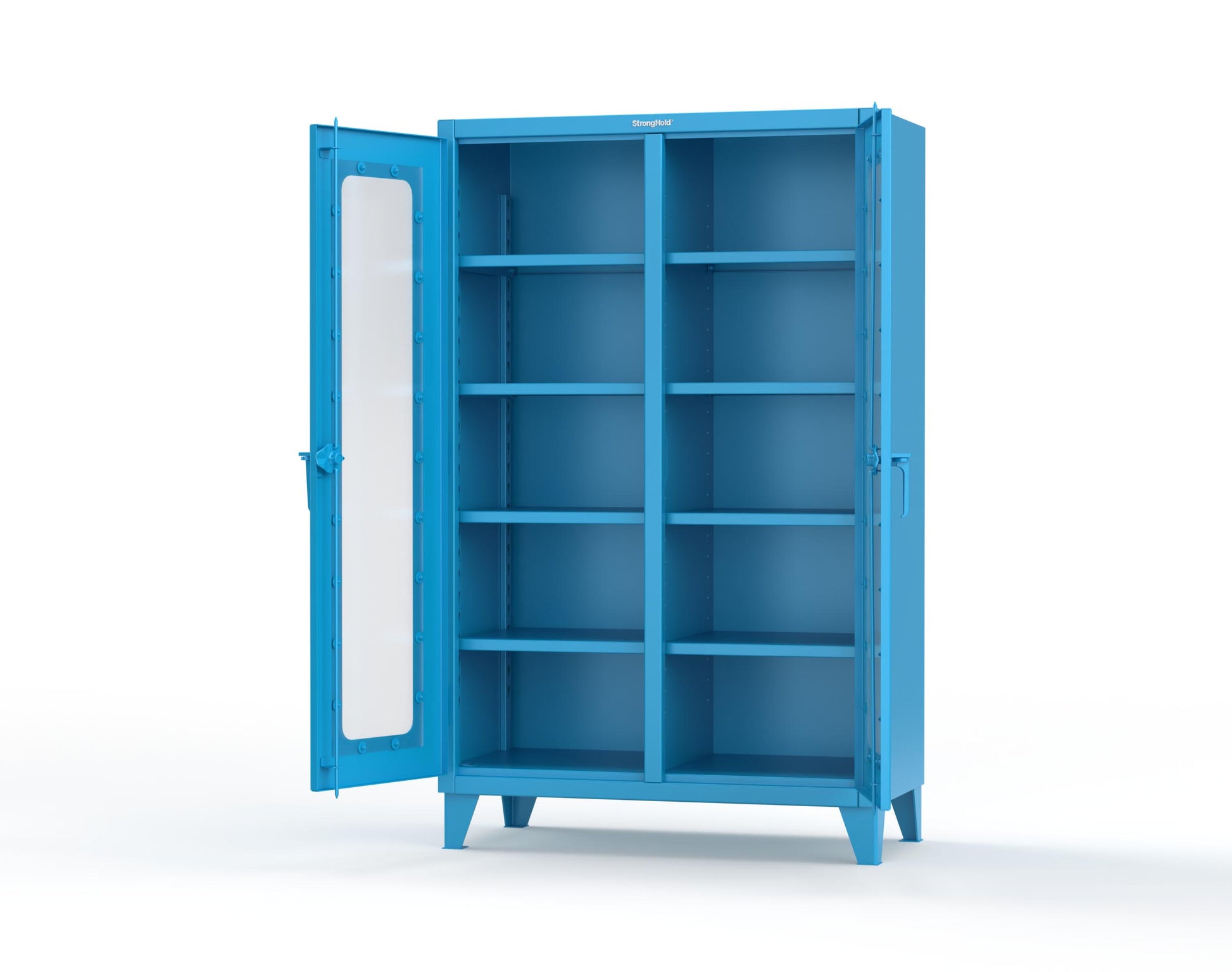 Extreme Duty 12 GA Clear View Double Shift Cabinet with 8 Shelves - 48 In. W x 24 In. D x 78 In. H - 46-DS-LD-248-5012