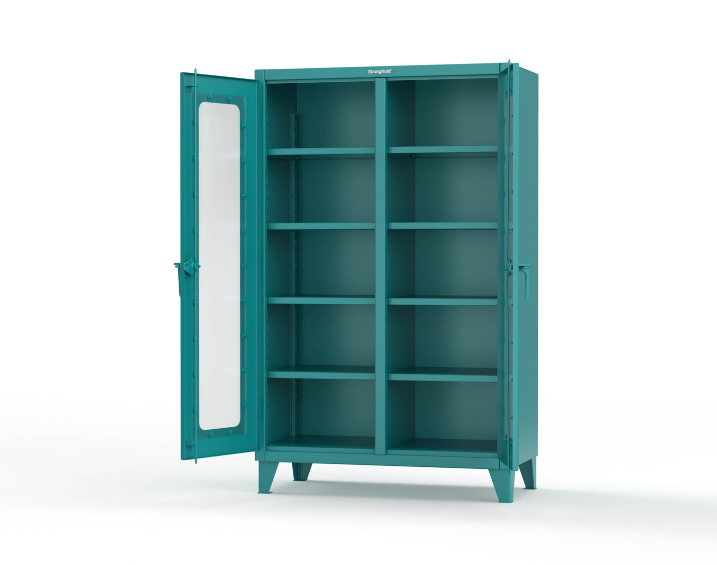 Extreme Duty 12 GA Clear View Double Shift Cabinet with 8 Shelves - 48 In. W x 24 In. D x 78 In. H - 46-DS-LD-248-5021
