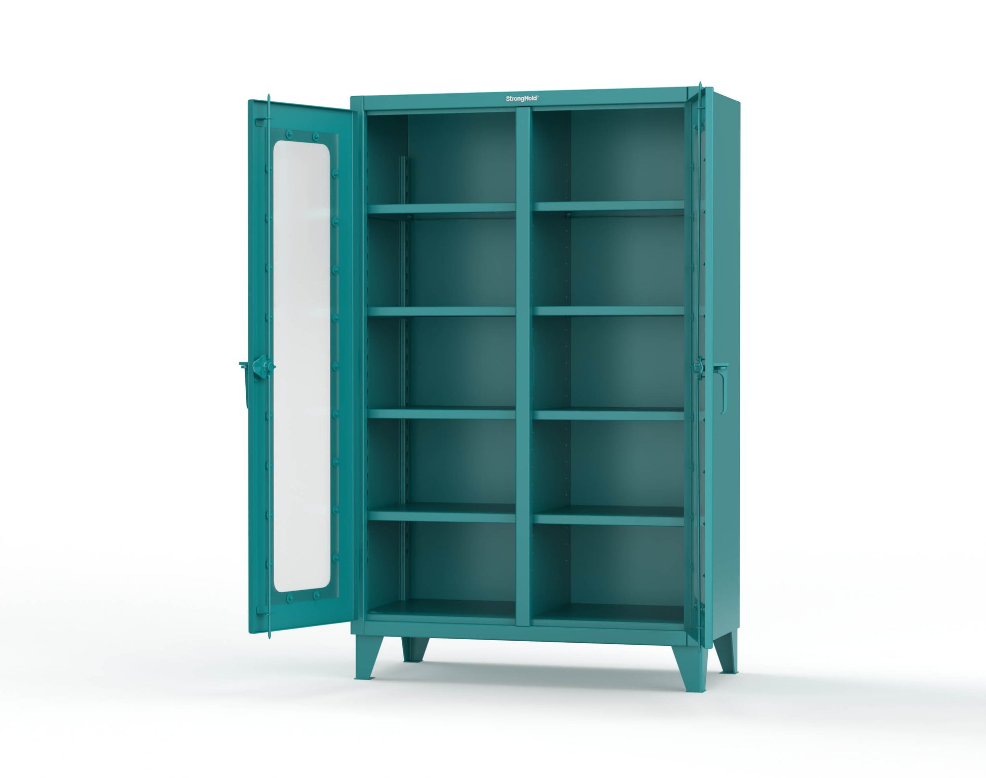 Extreme Duty 12 GA Clear View Double Shift Cabinet with 8 Shelves - 48 In. W x 24 In. D x 78 In. H - 46-DS-LD-248-5021