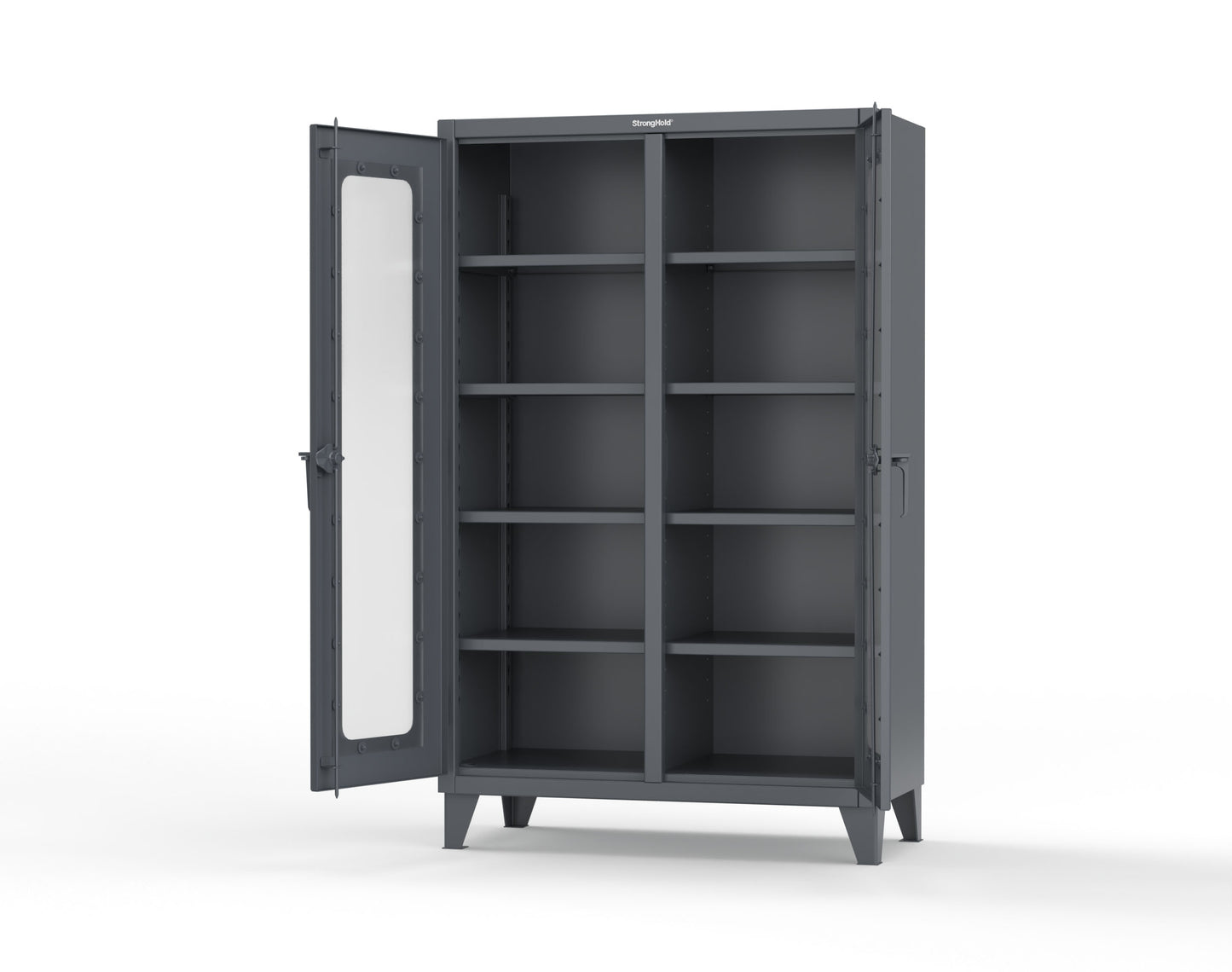 Extreme Duty 12 GA Clear View Double Shift Cabinet with 8 Shelves - 48 In. W x 24 In. D x 78 In. H - 46-DS-LD-248-7024