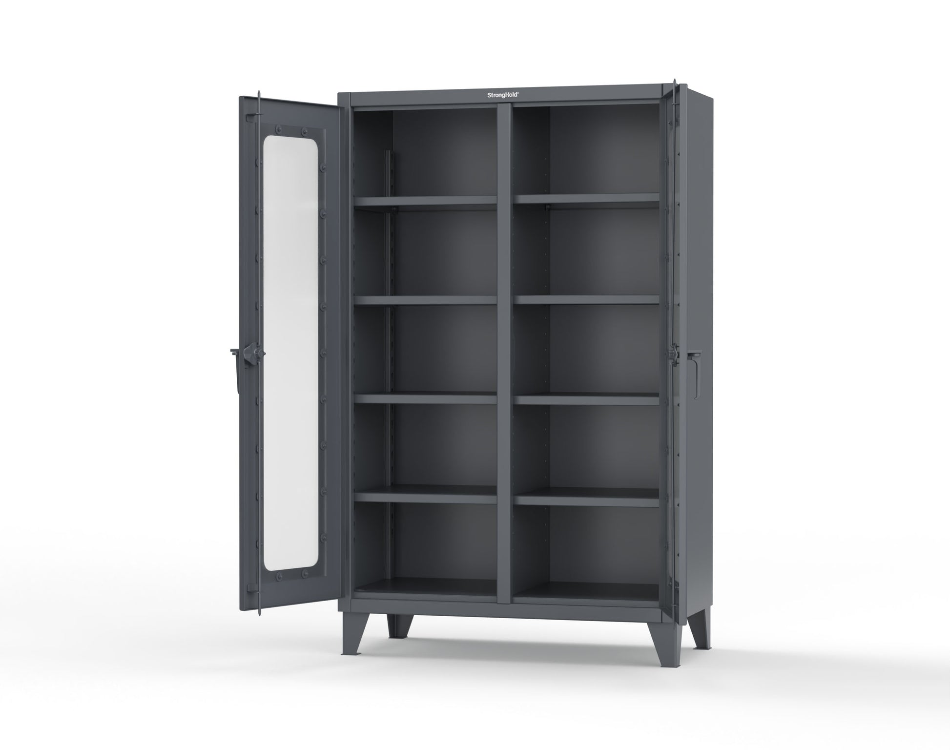 Extreme Duty 12 GA Clear View Double Shift Cabinet with 8 Shelves - 48 In. W x 24 In. D x 78 In. H - 46-DS-LD-248-7024