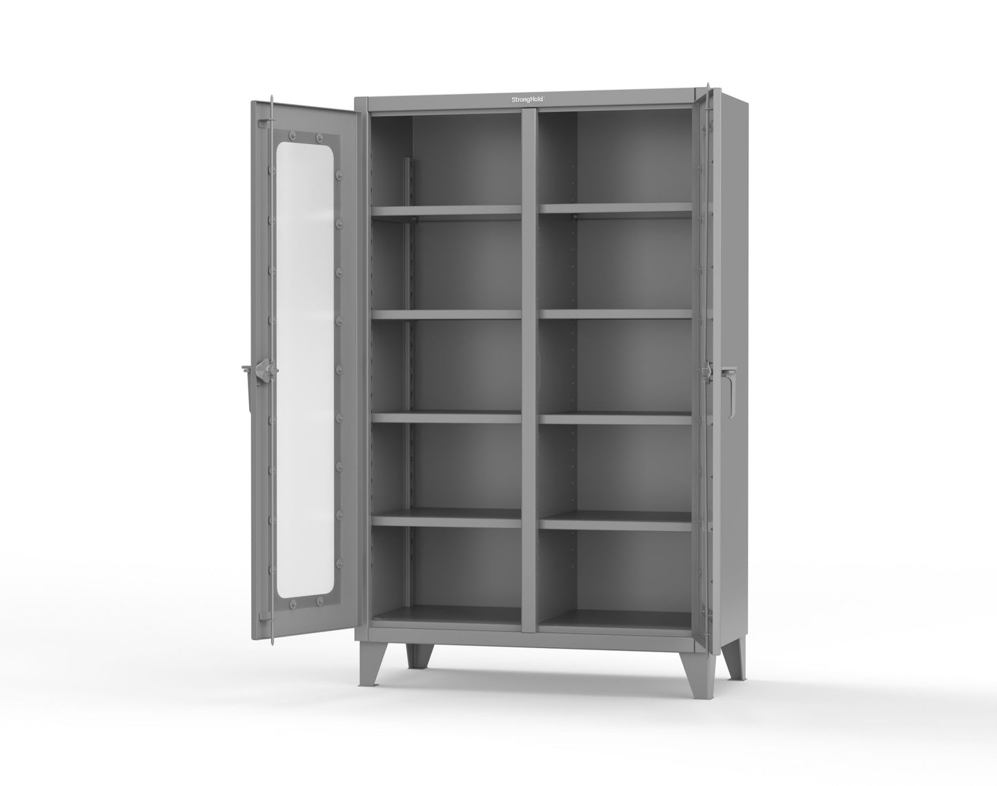 Extreme Duty 12 GA Clear View Double Shift Cabinet with 8 Shelves - 48 In. W x 24 In. D x 78 In. H - 46-DS-LD-248-7037