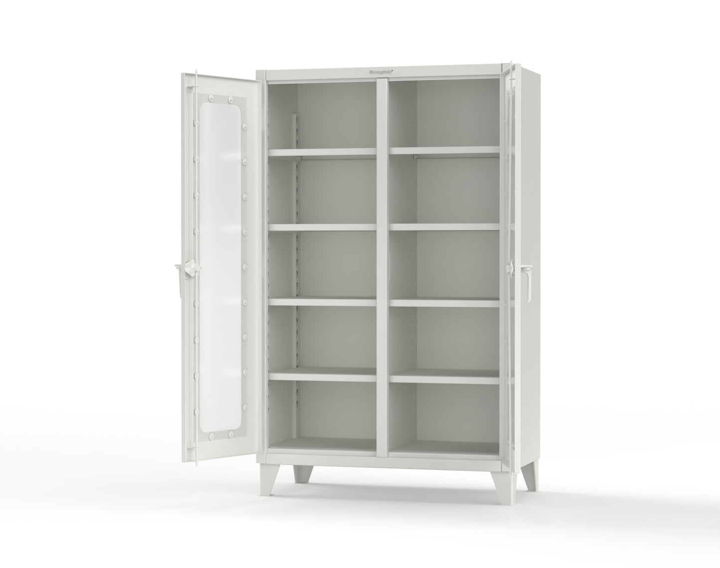 Extreme Duty 12 GA Clear View Double Shift Cabinet with 8 Shelves - 48 In. W x 24 In. D x 78 In. H - 46-DS-LD-248-9003
