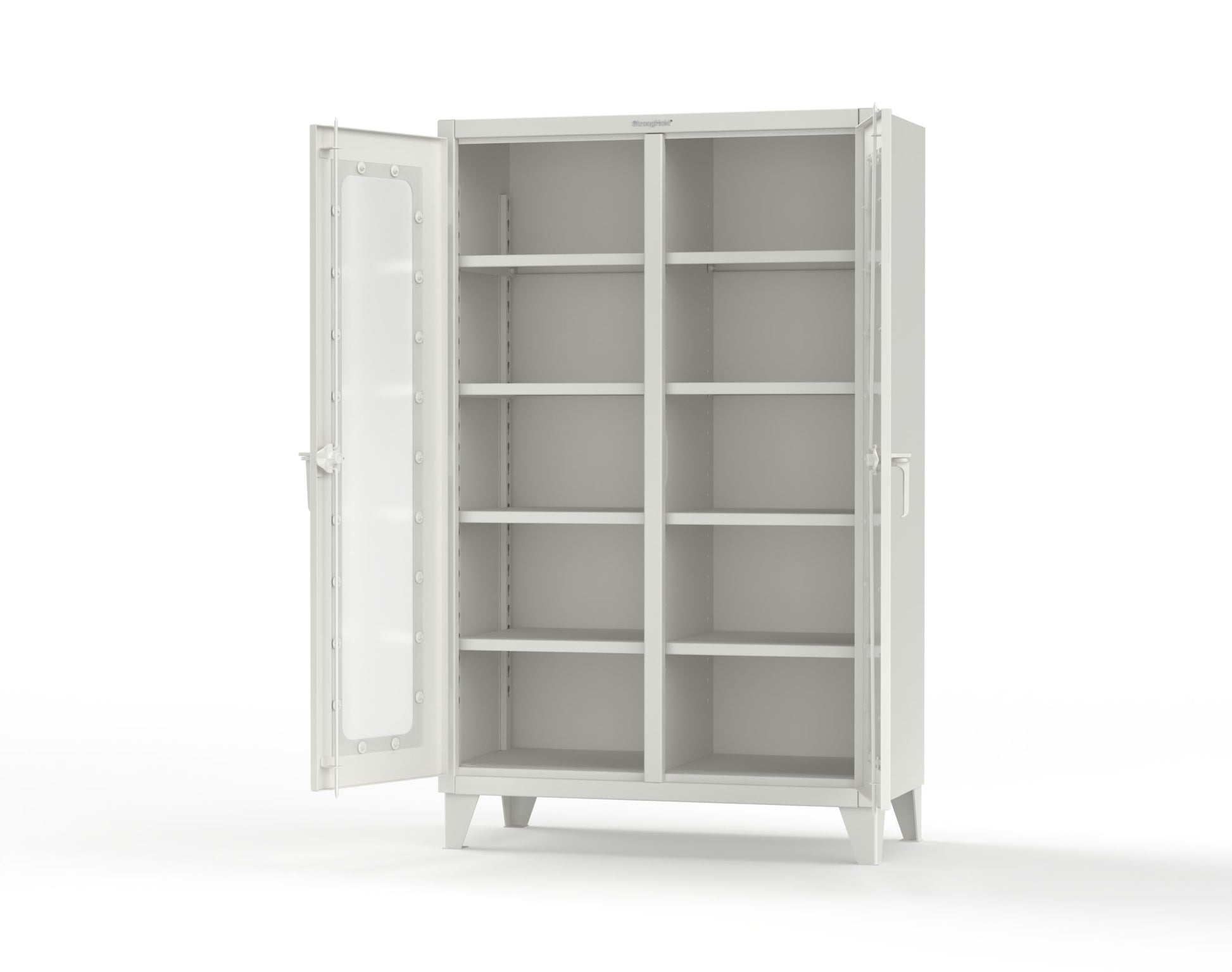 Extreme Duty 12 GA Clear View Double Shift Cabinet with 8 Shelves - 48 In. W x 24 In. D x 78 In. H - 46-DS-LD-248-9003