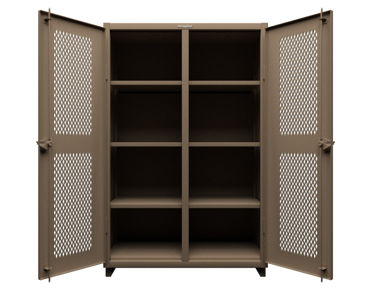 Extra Heavy Duty 14 GA Double Shift Ventilated (Diamond) Cabinet with 6 Shelves - 48 In. W x 24 In. D x 75 In. H