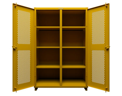 Extra Heavy Duty 14 GA Ventilated (Diamond) Cabinet with 6 Half-Width Drawers, 3 Shelves - 36 In. W x 24 In. D x 75 In. H - 36-V-243-6/5DB-L-1021