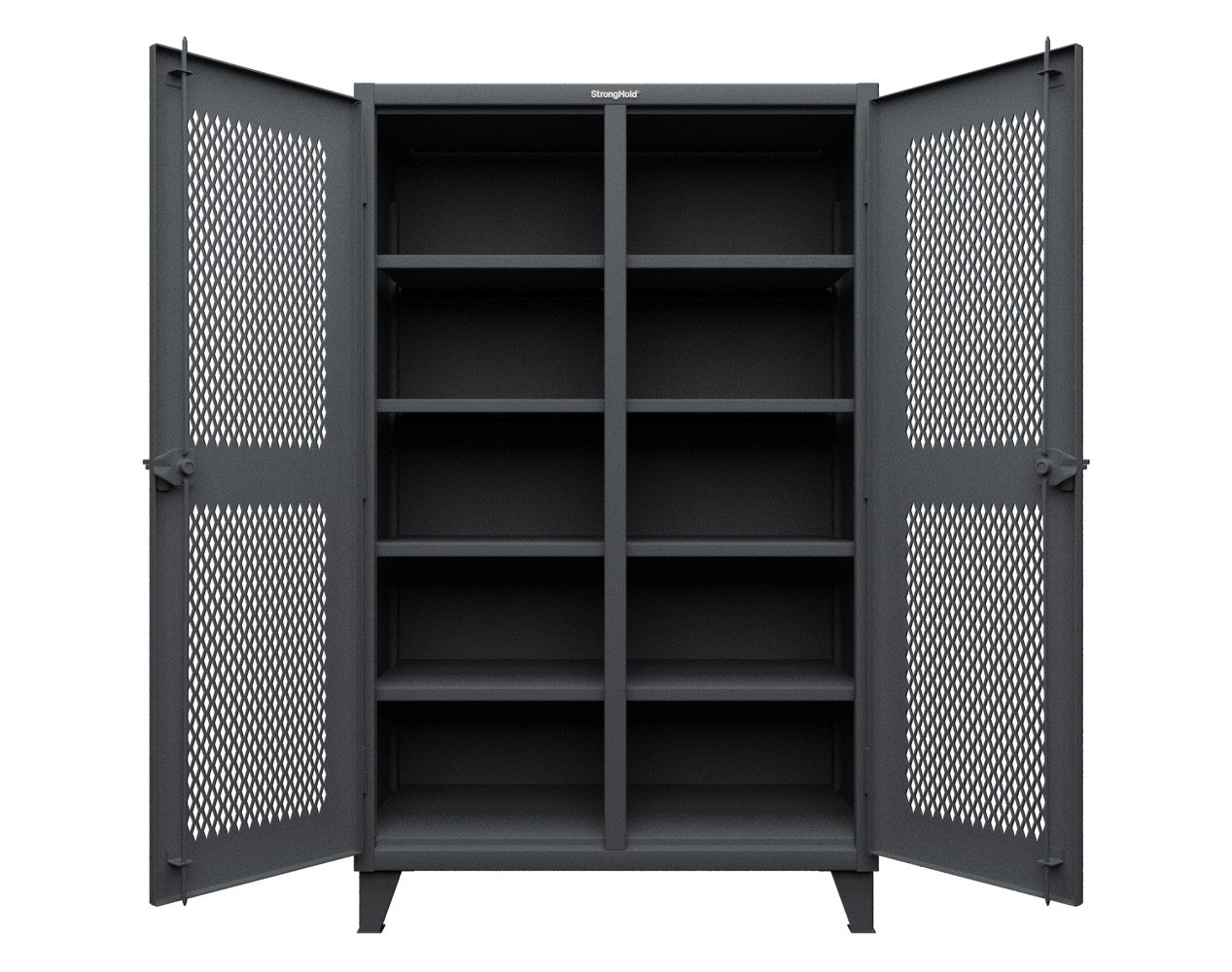 Extreme Duty 12 GA Ventilated (Diamond) Double Shift Cabinet with 8 Shelves - 48 In. W x 24 In. D x 78 In. H