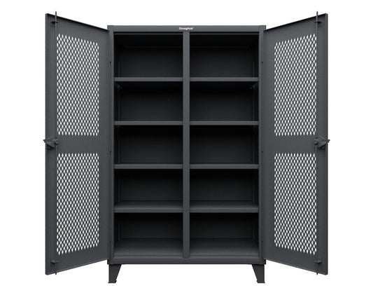 Extreme Duty 12 GA Ventilated (Diamond) Double Shift Cabinet with 8 Shelves - 48 In. W x 24 In. D x 78 In. H