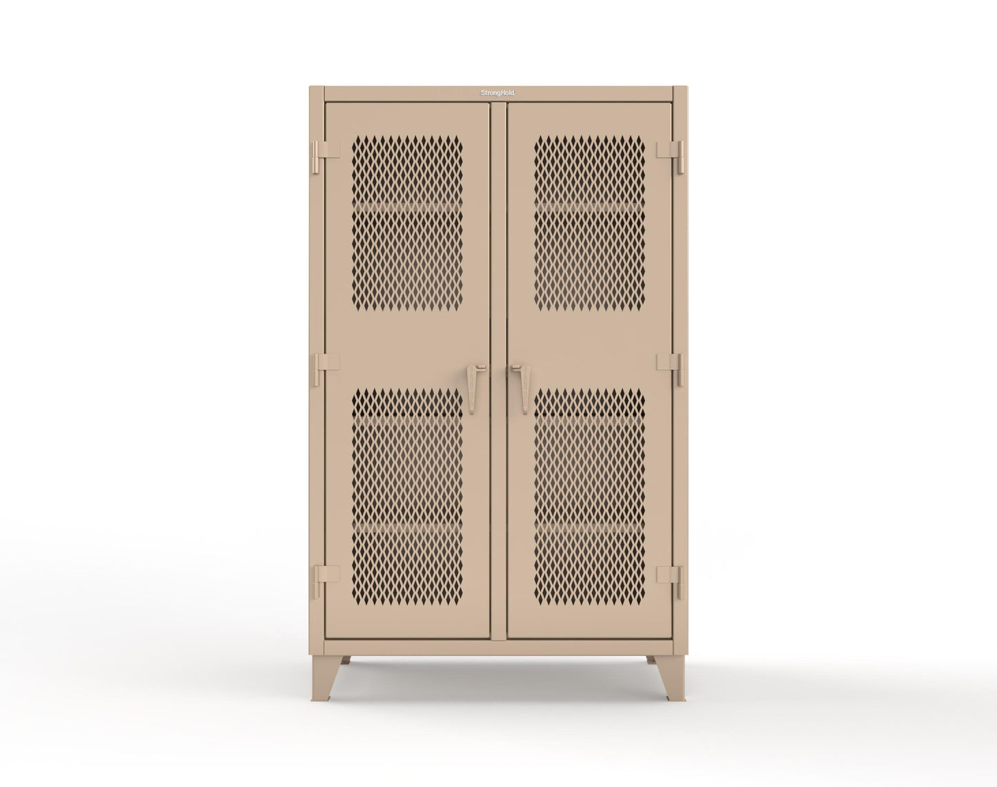 Extreme Duty 12 GA Ventilated (Diamond) Double Shift Cabinet with 8 Shelves - 48 In. W x 24 In. D x 78 In. H - 46-DS-V-248-1019