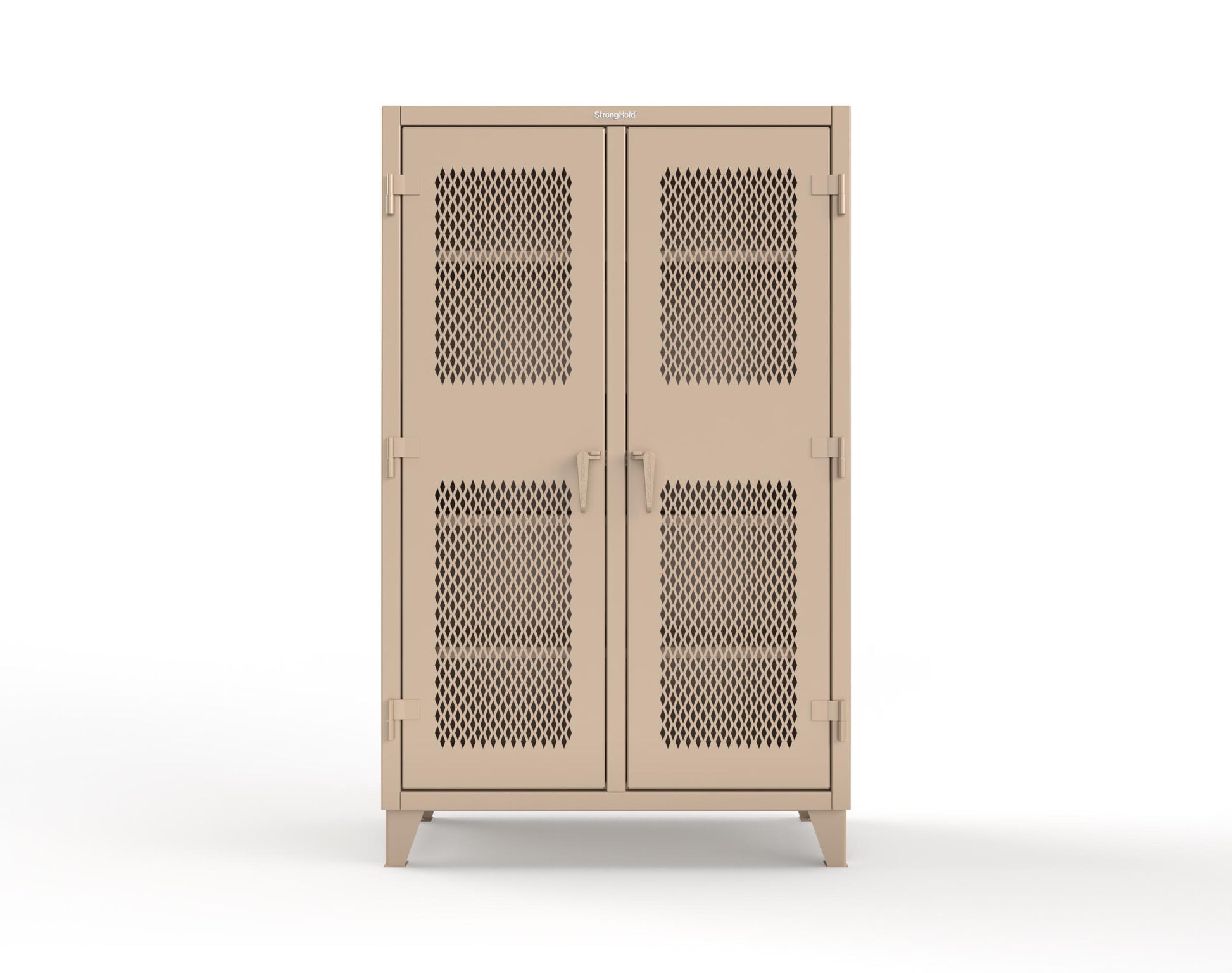 Extreme Duty 12 GA Ventilated (Diamond) Double Shift Cabinet with 8 Shelves - 48 In. W x 24 In. D x 78 In. H - 46-DS-V-248-1019
