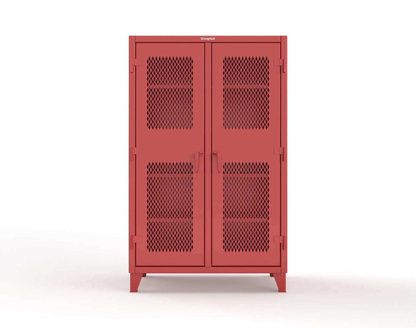 Extreme Duty 12 GA Ventilated (Diamond) Double Shift Cabinet with 8 Shelves - 48 In. W x 24 In. D x 78 In. H - 46-DS-V-248-3001