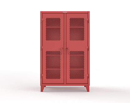 Extreme Duty 12 GA Ventilated (Diamond) Double Shift Cabinet with 8 Shelves - 48 In. W x 24 In. D x 78 In. H - 46-DS-V-248-3001