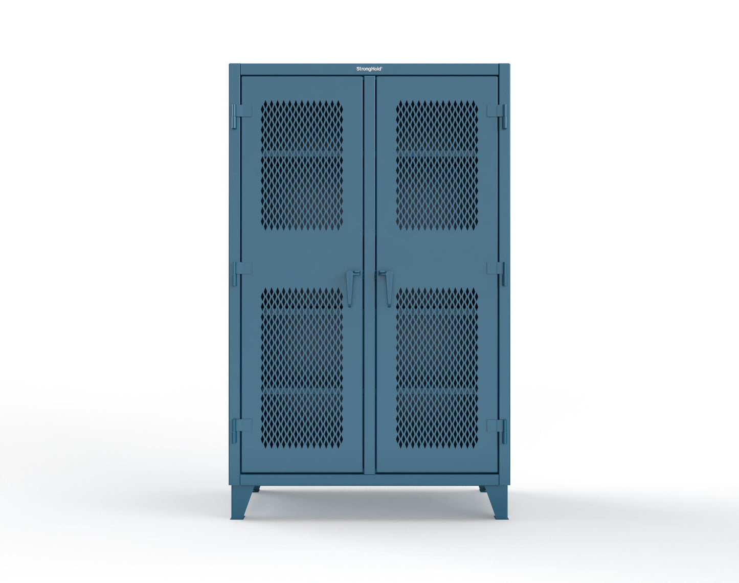 Extreme Duty 12 GA Ventilated (Diamond) Double Shift Cabinet with 8 Shelves - 48 In. W x 24 In. D x 78 In. H - 46-DS-V-248-5001