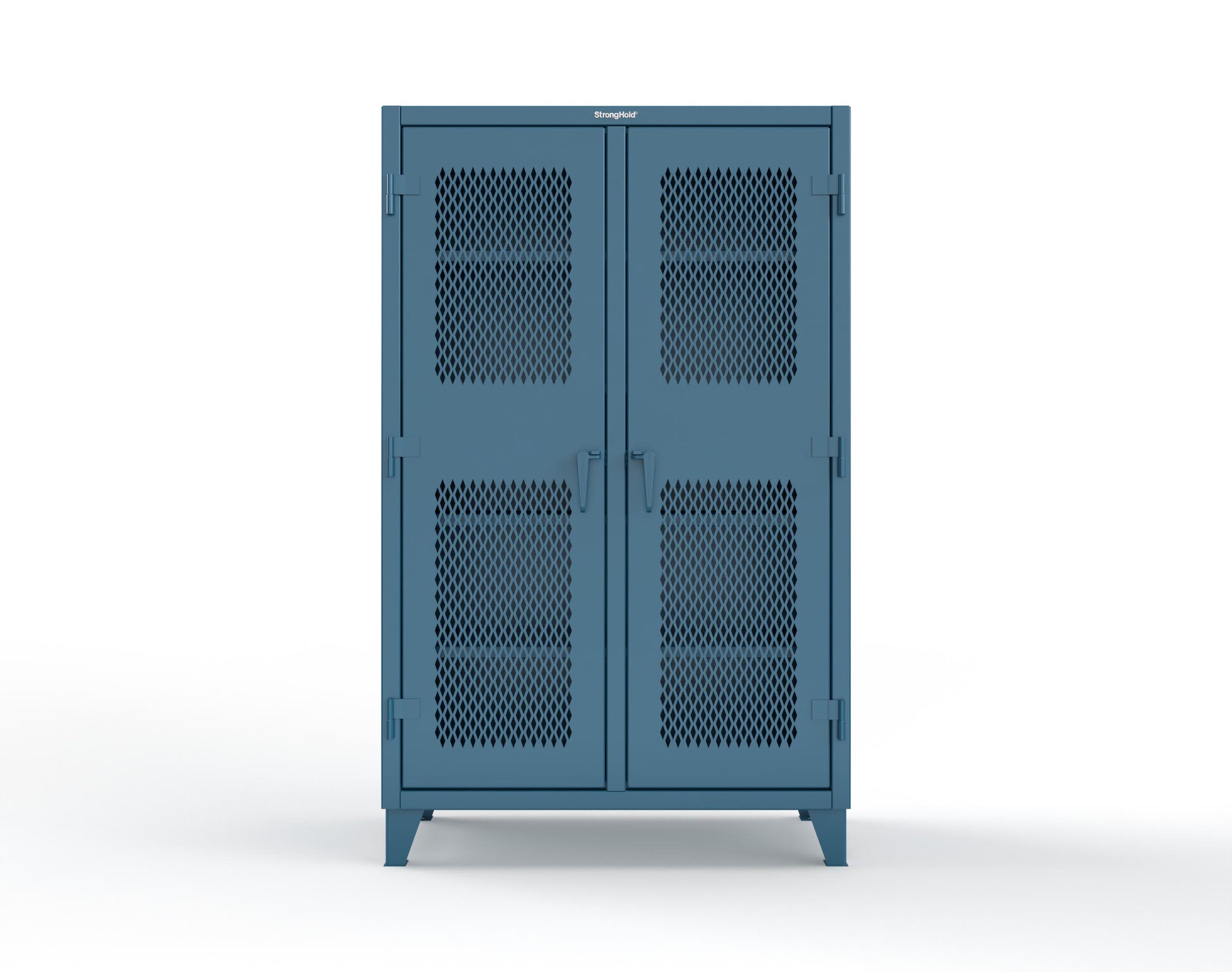 Extreme Duty 12 GA Ventilated (Diamond) Double Shift Cabinet with 8 Shelves - 48 In. W x 24 In. D x 78 In. H - 46-DS-V-248-5001