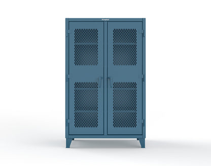 Extreme Duty 12 GA Ventilated (Diamond) Double Shift Cabinet with 8 Shelves - 48 In. W x 24 In. D x 78 In. H - 46-DS-V-248-5001