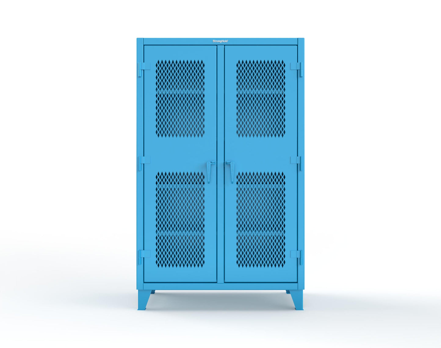 Extreme Duty 12 GA Ventilated (Diamond) Double Shift Cabinet with 8 Shelves - 48 In. W x 24 In. D x 78 In. H - 46-DS-V-248-5012