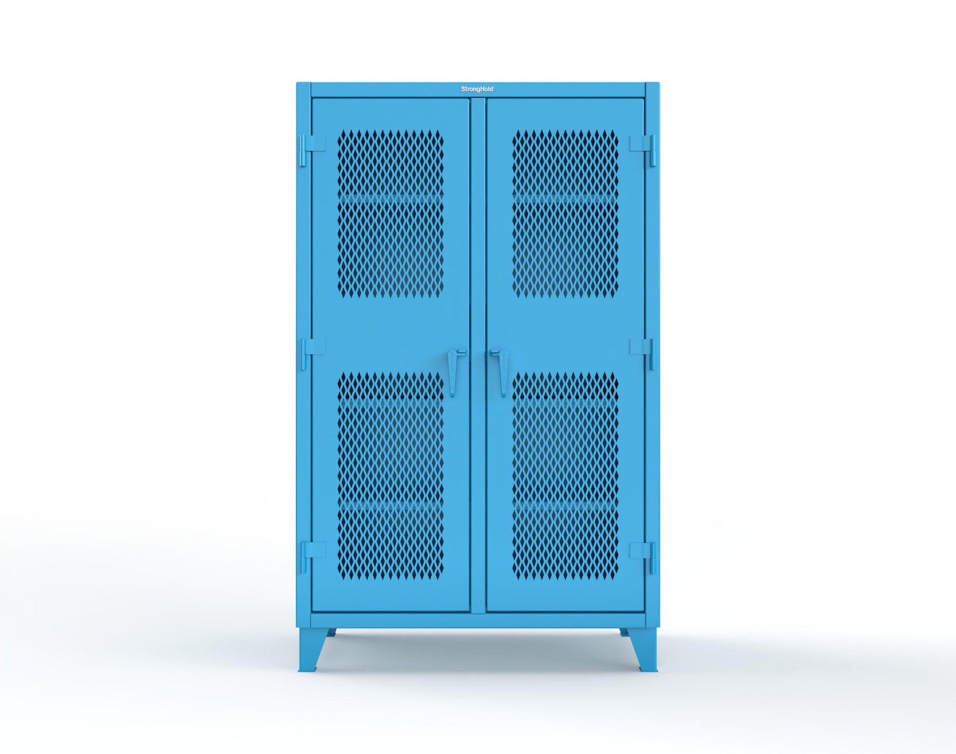 Extreme Duty 12 GA Ventilated (Diamond) Double Shift Cabinet with 8 Shelves - 48 In. W x 24 In. D x 78 In. H - 46-DS-V-248-5012