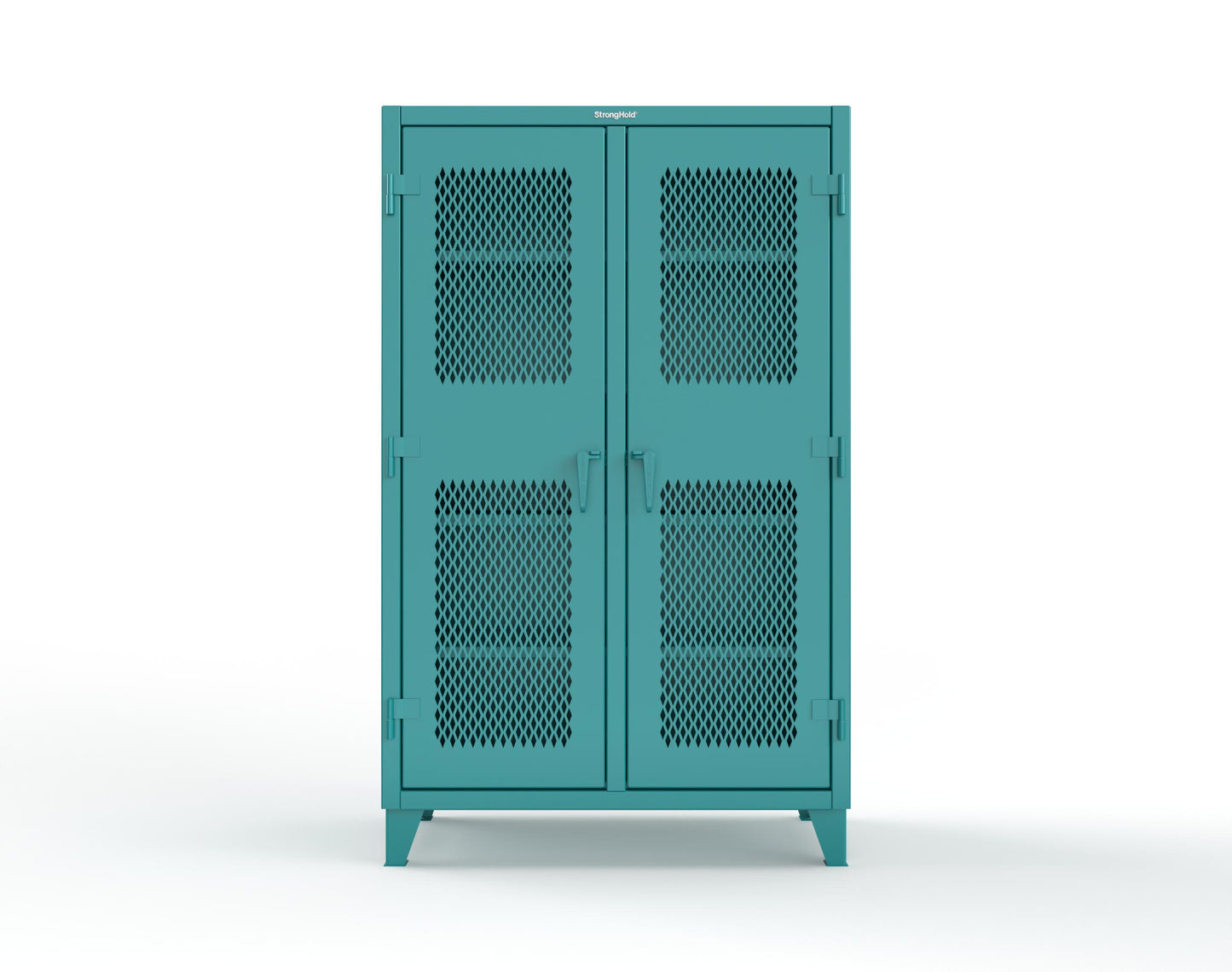 Extreme Duty 12 GA Ventilated (Diamond) Double Shift Cabinet with 8 Shelves - 48 In. W x 24 In. D x 78 In. H - 46-DS-V-248-5021