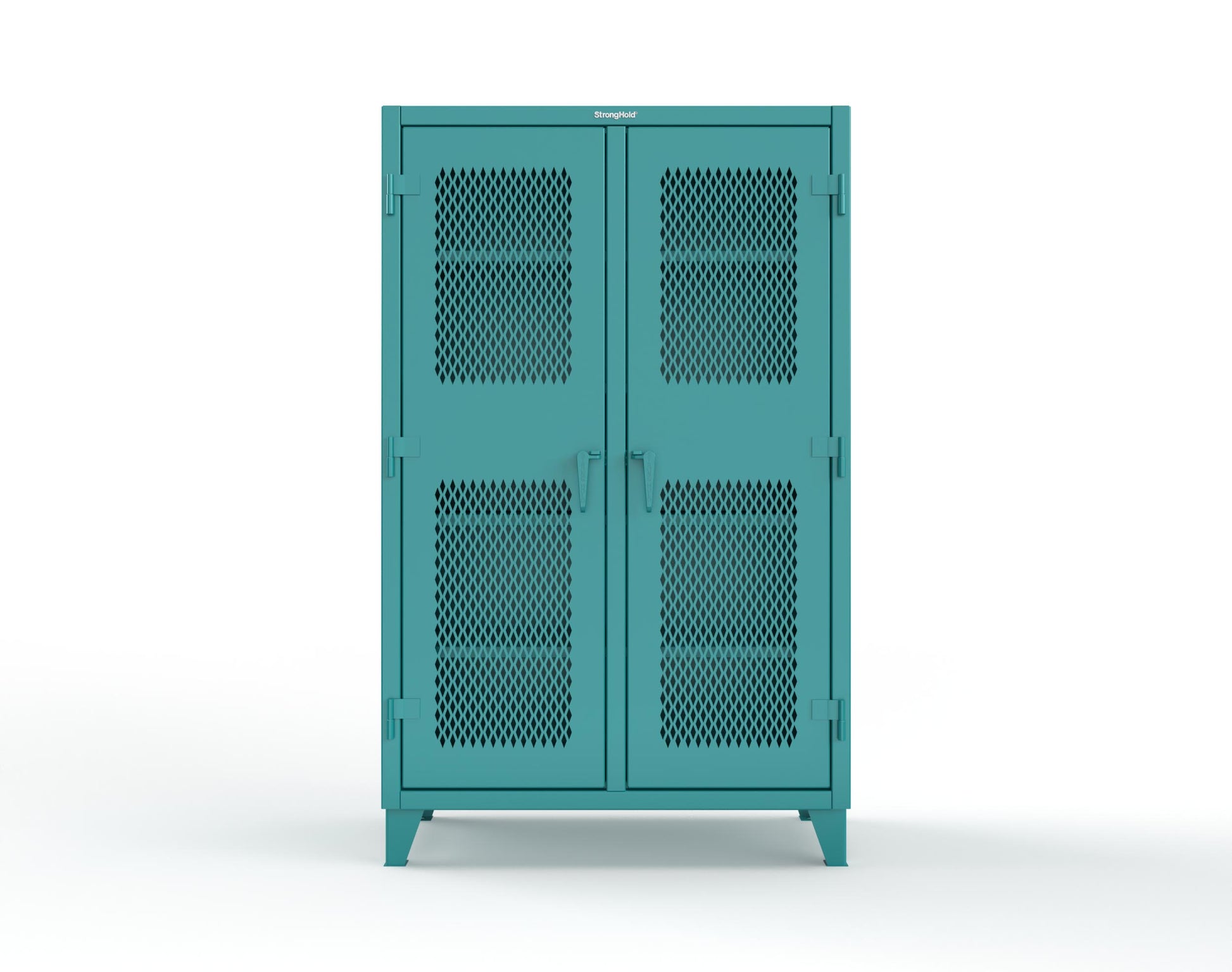 Extreme Duty 12 GA Ventilated (Diamond) Double Shift Cabinet with 8 Shelves - 48 In. W x 24 In. D x 78 In. H - 46-DS-V-248-5021