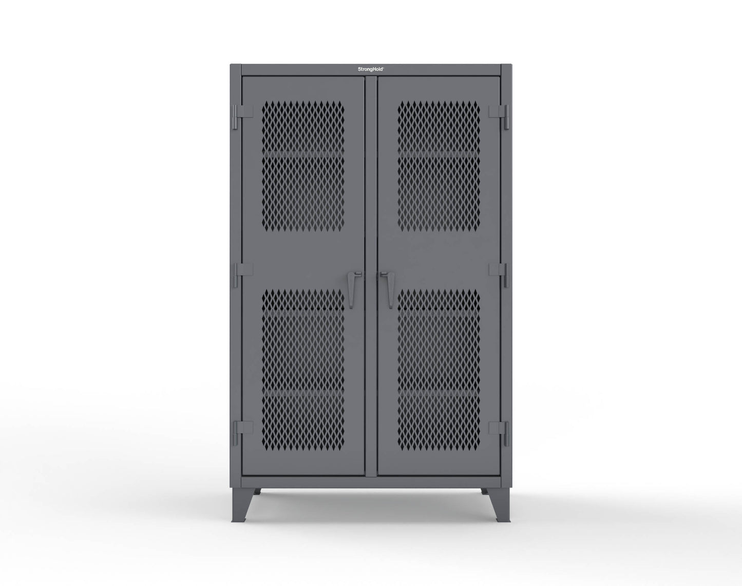 Extreme Duty 12 GA Ventilated (Diamond) Double Shift Cabinet with 8 Shelves - 48 In. W x 24 In. D x 78 In. H - 46-DS-V-248-7024