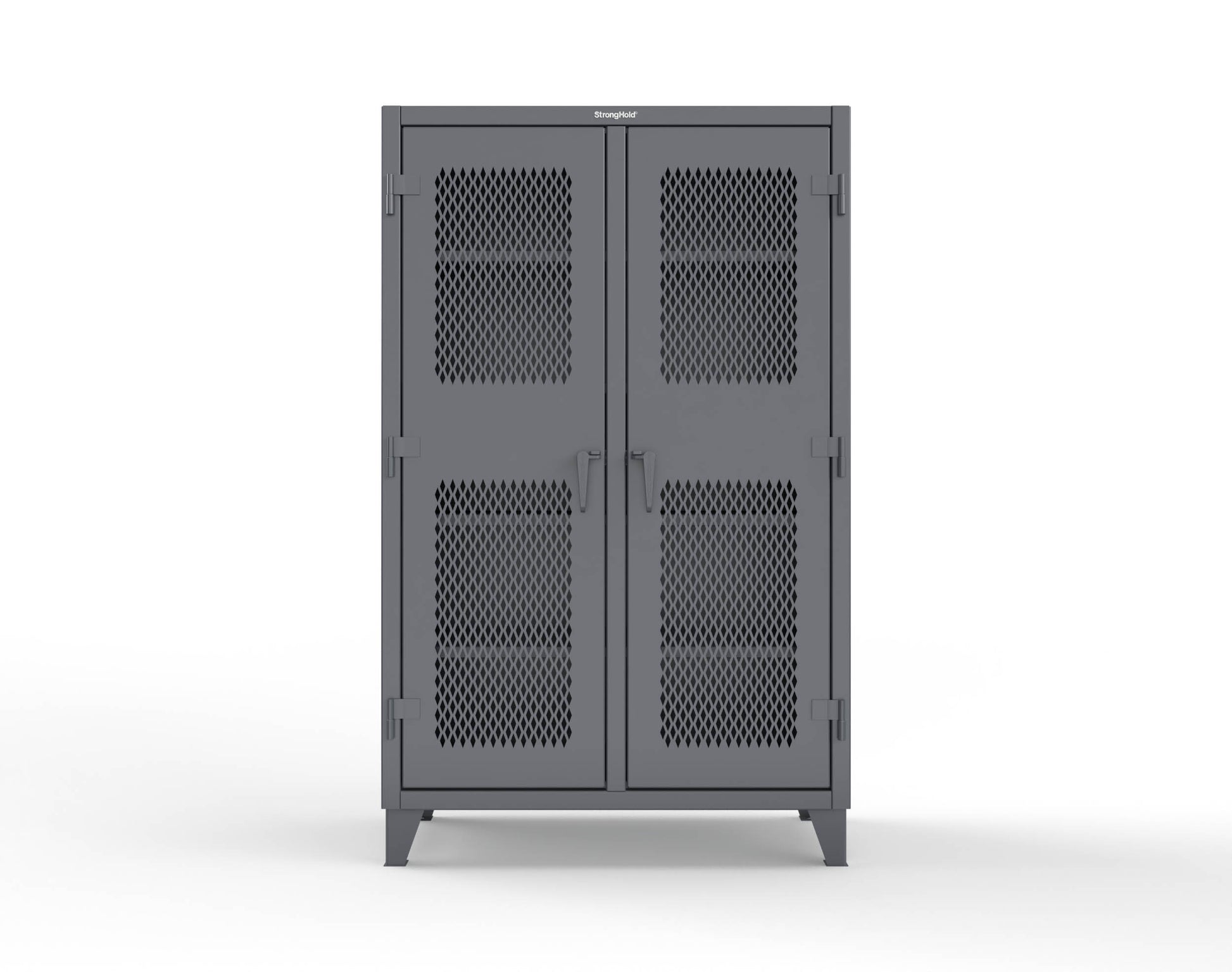 Extreme Duty 12 GA Ventilated (Diamond) Double Shift Cabinet with 8 Shelves - 48 In. W x 24 In. D x 78 In. H - 46-DS-V-248-7024