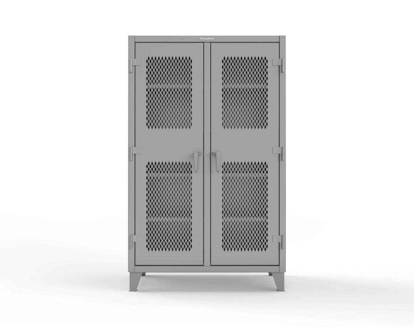 Extreme Duty 12 GA Ventilated (Diamond) Double Shift Cabinet with 8 Shelves - 48 In. W x 24 In. D x 78 In. H - 46-DS-V-248-7037